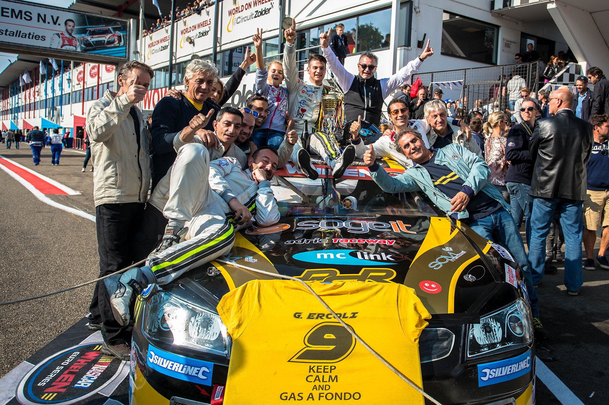 Gianmarco Ercoli celebrating the 2015 EuroNASCAR ELITE 2 title